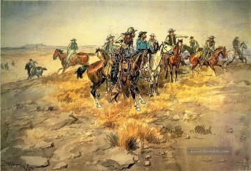 Indianer und Cowboy Werke - die Alarmglocke 1898 Charles Marion Russell Indiana Cowboy